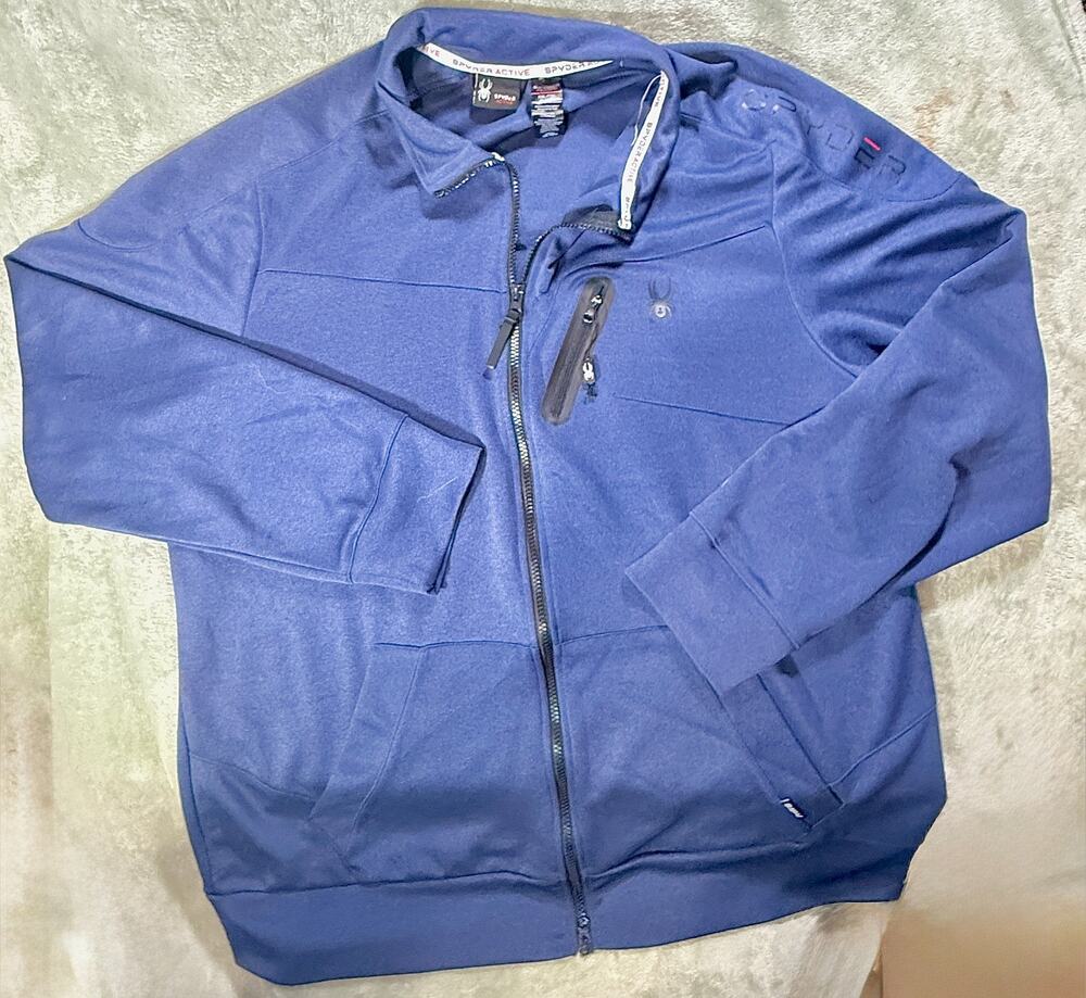 Spyder Active Jacket Mens 2XL Navy Full Zip Track Performance ProWeb
